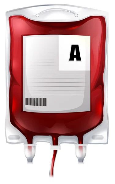 Una bolsa de sangre con sangre de tipo A — Vector de stock
