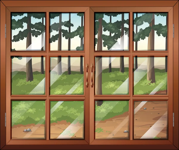 Una ventana con vidrieras transparentes — Vector de stock