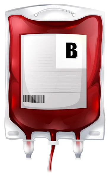 Un sac de sang avec du sang de groupe B — Image vectorielle