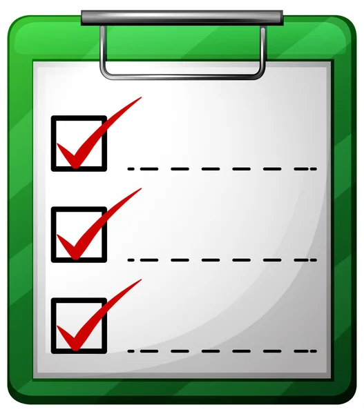 A medical chart with check marks — Stock Vector