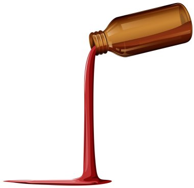 A light brown medical bottle with spilled syrup clipart