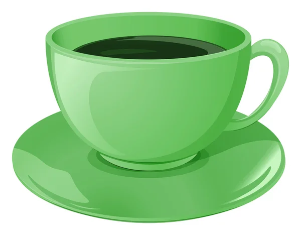 Una tazza al neon e piattino con caffè — Vettoriale Stock