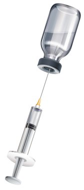 A syringe and a vaccine bottle clipart