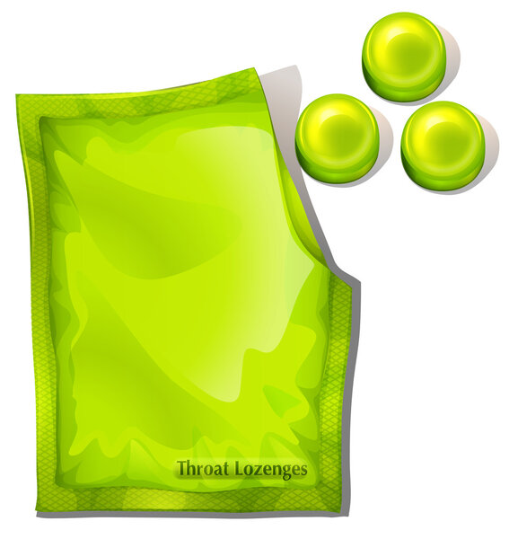 A pack of green throat lozenges