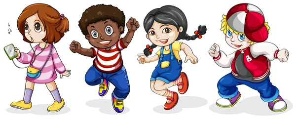 Niños negros y caucásicos — Vector de stock