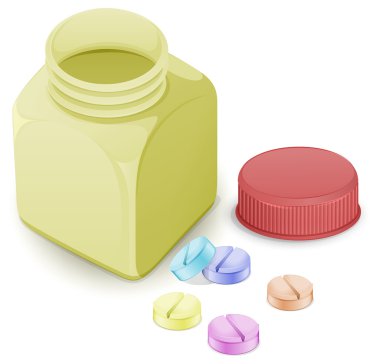 tabletler ile tıbbi bir şişe