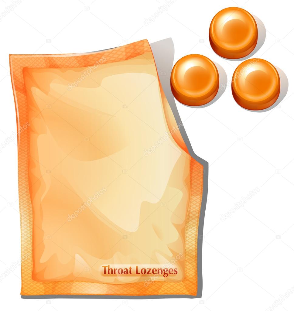 A pack of orange throat lozenges
