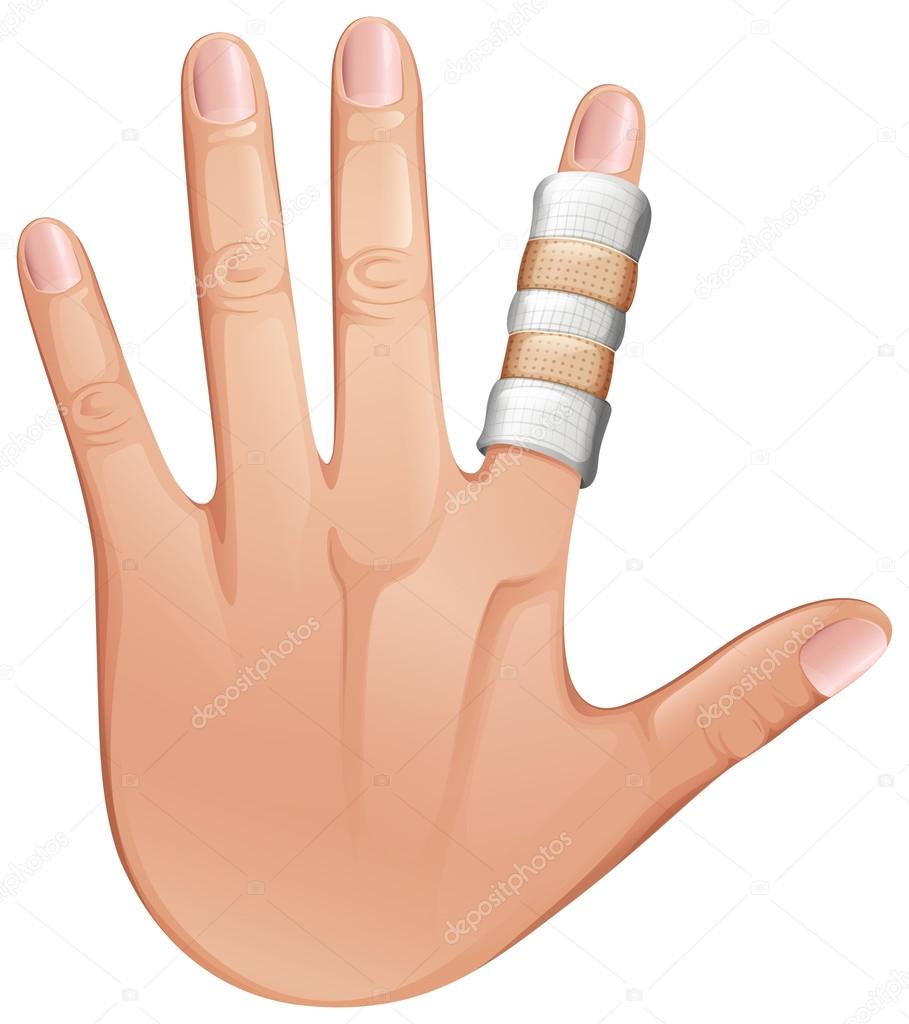 A first aid treatment on a finger