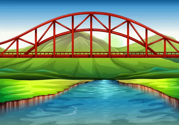 Uma ponte acima do rio — Vetor de Stock