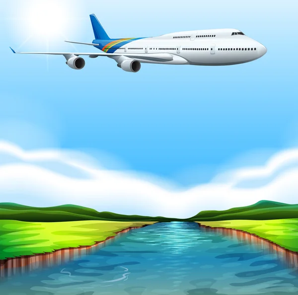 Een passagier vliegtuig vliegen — Stockvector