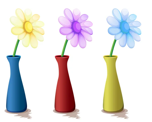 Bunte Vasen mit Blumen — Stockvektor