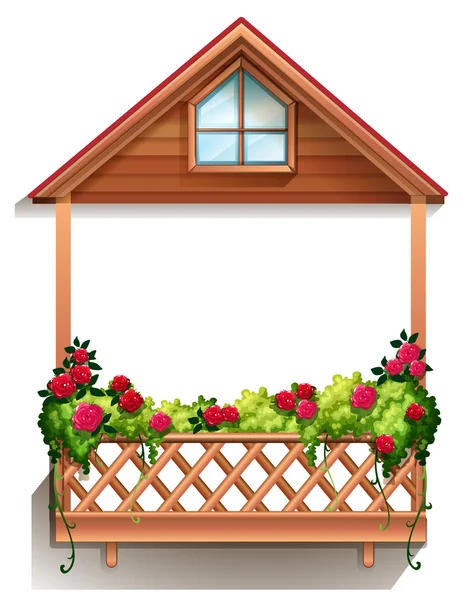 A wooden porch with plants — Stock Vector