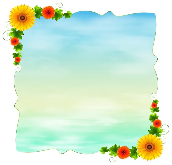 An empty blue template with flowers