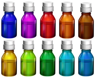 Colourful medicine bottles clipart