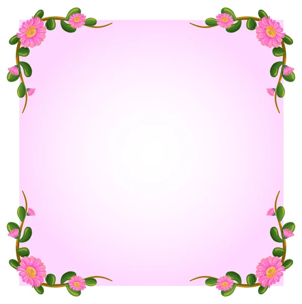 Una plantilla vacía rosa claro con flores — Vector de stock