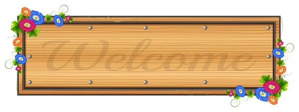Une enseigne en bois avec une étiquette de bienvenue — Image vectorielle
