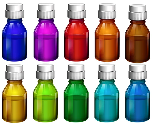 Frascos de medicamentos coloridos — Vetor de Stock