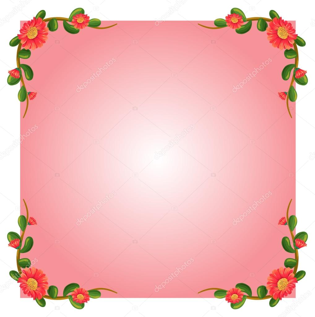 A pink empty border template with flowers