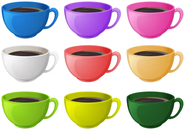 Colourful cups with coffee — Stock Vector