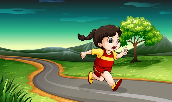 Ein junges Mädchen rennt — Stockvektor