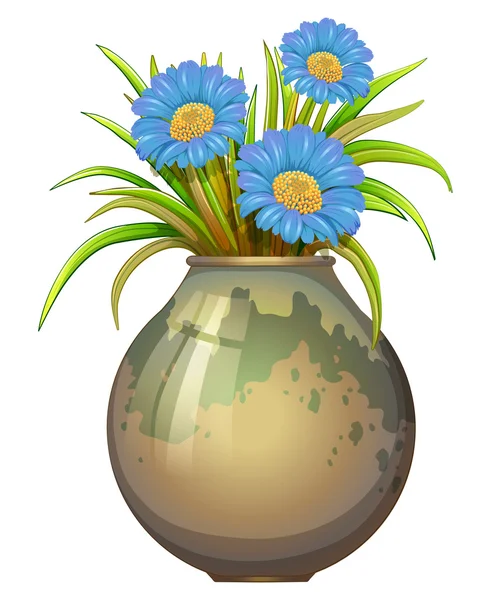 Un grande vaso con fiori blu — Vettoriale Stock
