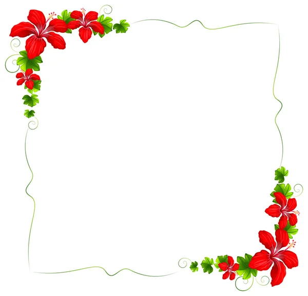Un borde floral con flores rojas — Vector de stock