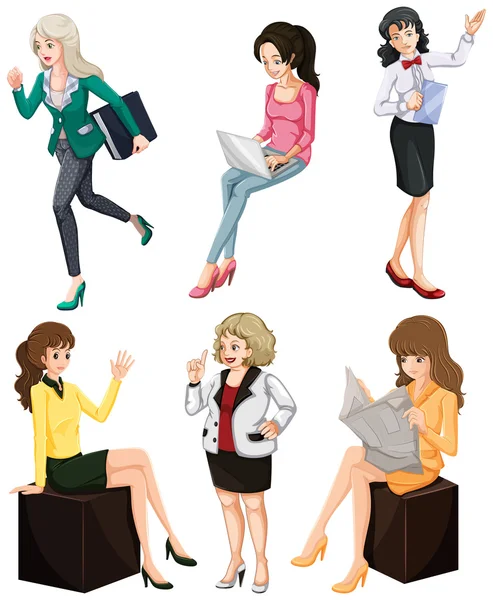 Mujeres ocupadas — Vector de stock