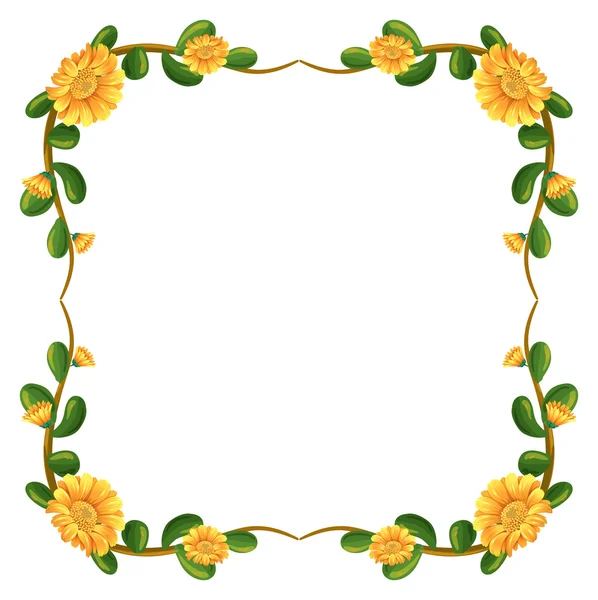Ein floraler Rand mit gelben Blüten — Stockvektor
