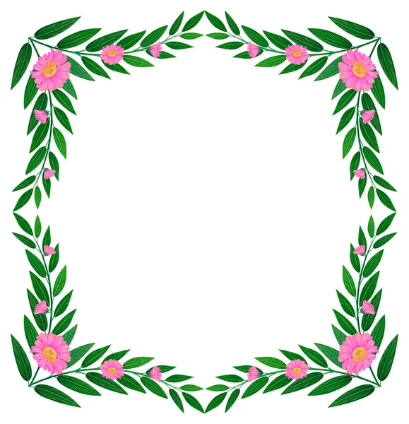 Une bordure faite de feuilles et de fleurs — Image vectorielle