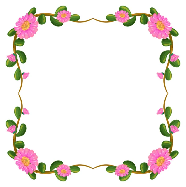 핑크 꽃 꽃 테두리 — 스톡 벡터