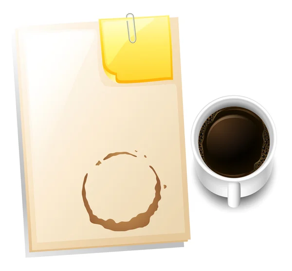 A topview of a table with a coffee stain — Stock Vector