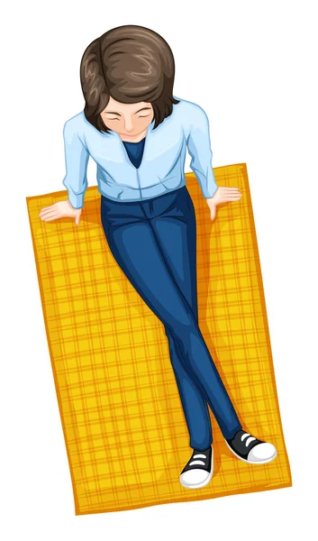 A topview of a girl above the mat — Stock Vector