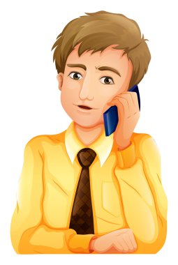 bir cep telefonu kullanarak bir iş adamı