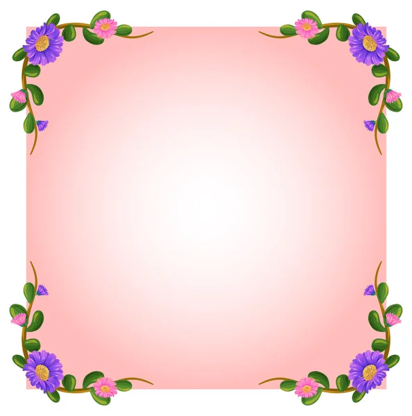 An empty pink template with floral margin — Stock Vector