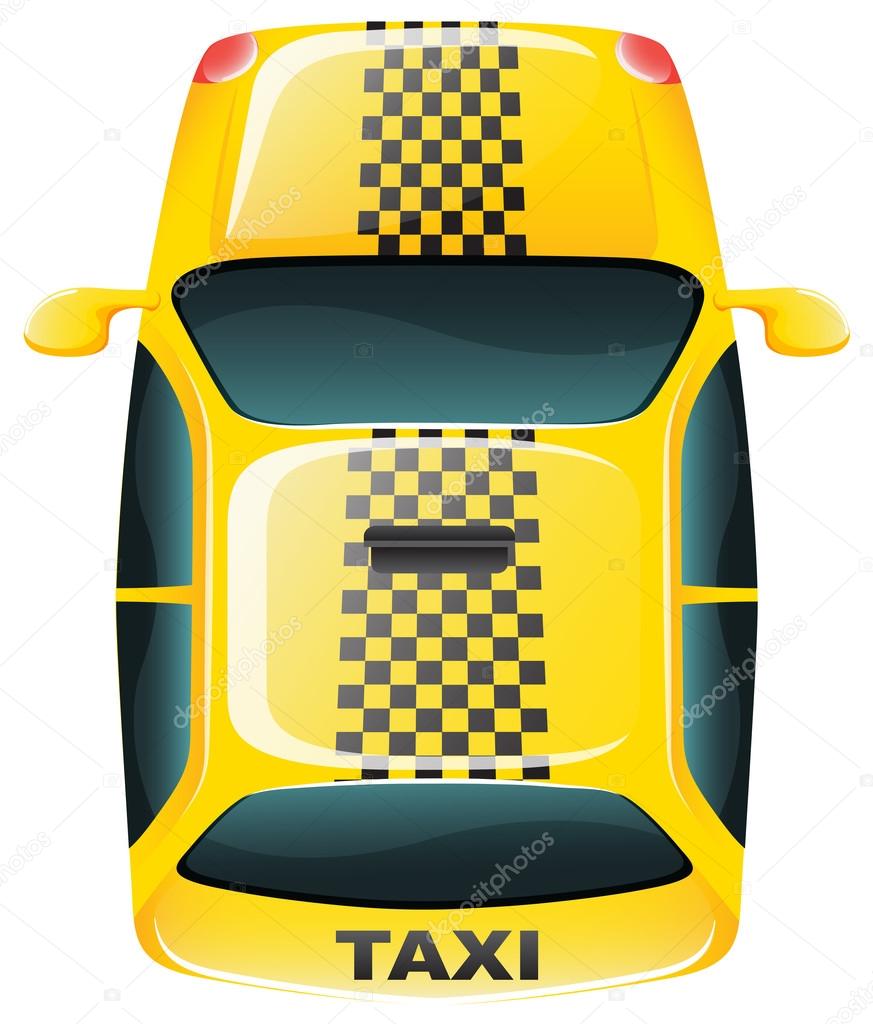 A topview of a yellow taxi cab