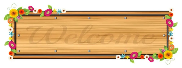 Une enseigne en bois avec un panneau de bienvenue — Image vectorielle