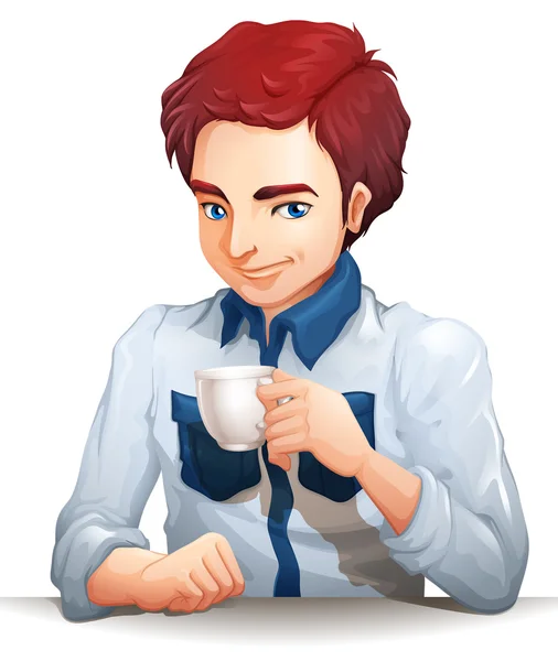 A man drinking coffee — Stock Vector