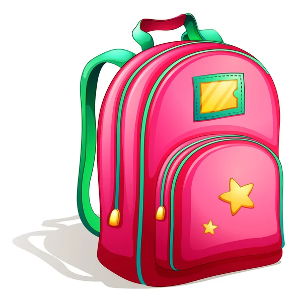 Sebuah tas sekolah merah muda - Stok Vektor