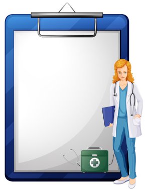 A doctor with a chart clipart
