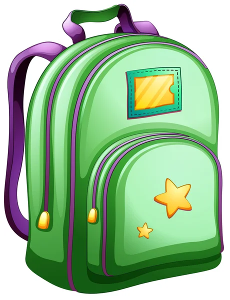 Uno schoolbag verde — Vettoriale Stock