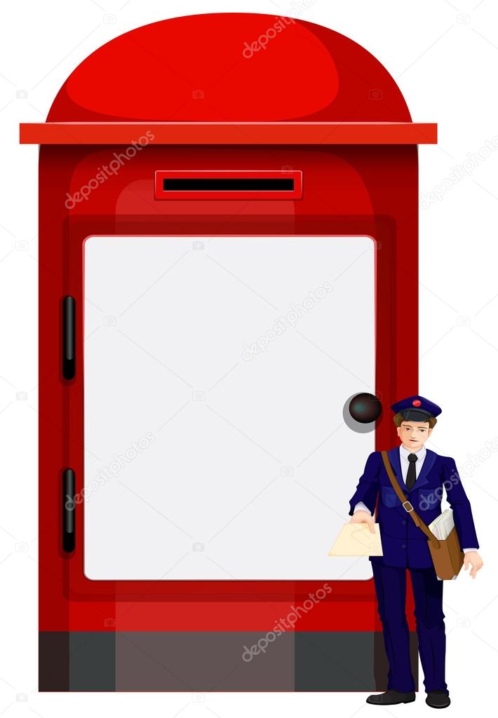 A mailman beside the big mailbox