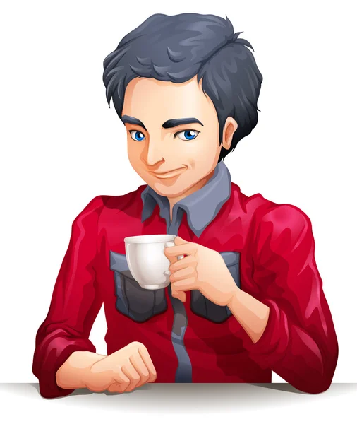 Ein Geschäftsmann mit einer Tasse Kaffee — Stockvektor