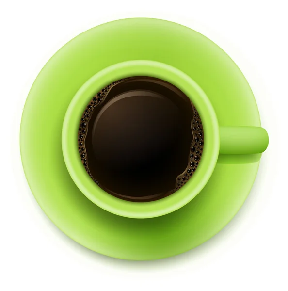 Una vista superior de una taza verde con café — Archivo Imágenes Vectoriales