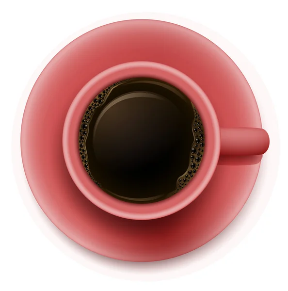 Um topview de uma xícara vermelha com café — Vetor de Stock