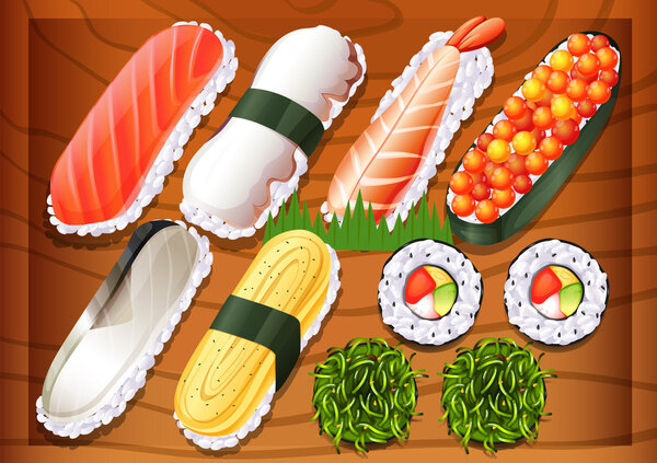 Different flavors of sushi