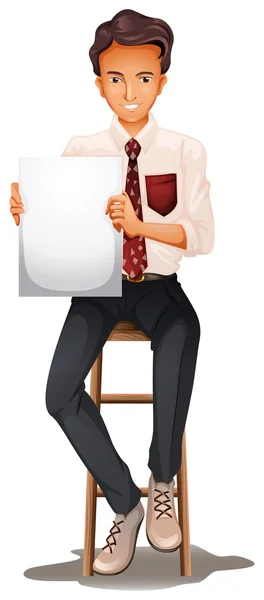 Un homme assis tout en tenant un panneau vide — Image vectorielle