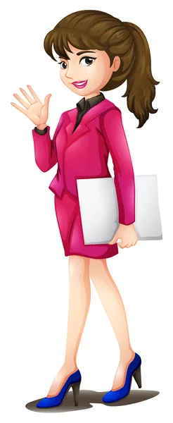 Uma mulher usando um uniforme rosa — Vetor de Stock