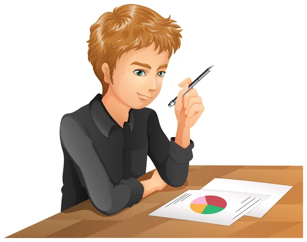 A man taking an exam — Stock Vector