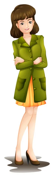 Une jeune femme portant un blazer vert — Image vectorielle