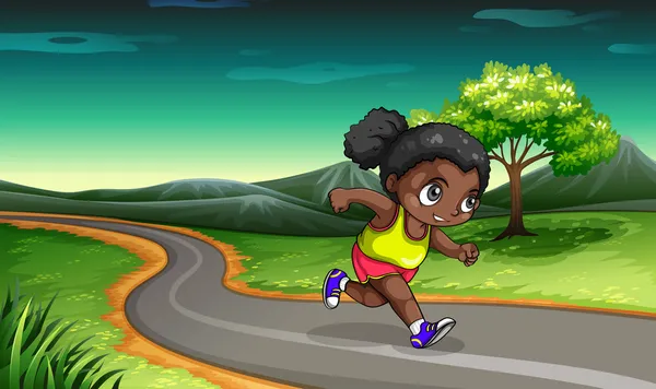 Una chica negra corriendo — Archivo Imágenes Vectoriales